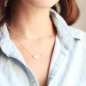 Small Hammered Half Moon Necklace | Gold Fill | Sterling Silver | Minimalist Necklace | Dainty Necklace | Hammered Necklace | Half Circle