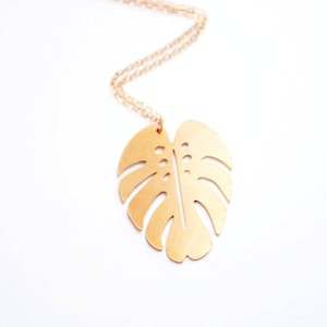 Monstera Leaf Necklace | Monstera Necklace | Brass | 14k Gold Fill | Sterling Silver | Palm Leaf Necklace