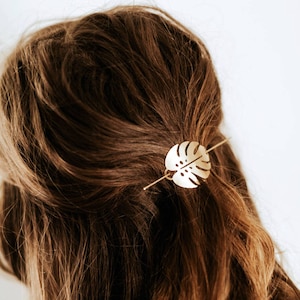 Monstera Leaf Hair Pin | Brass Hair Clip | Brass Hair Slide | Hair Barrette | Hair Accessories | Palm Leaf