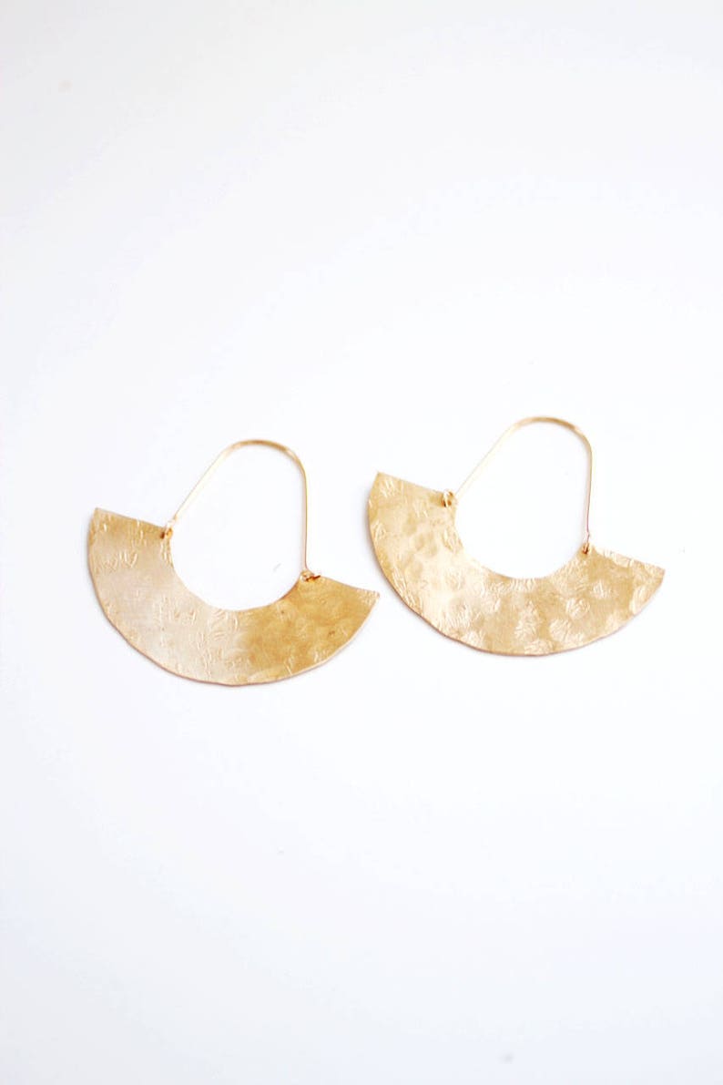 Hammered Half Moon Earrings Gold Hoop Earrings Silver Hoops Gold Half Moon Earrings Brass Earrings Gold Filled Earrings image 2