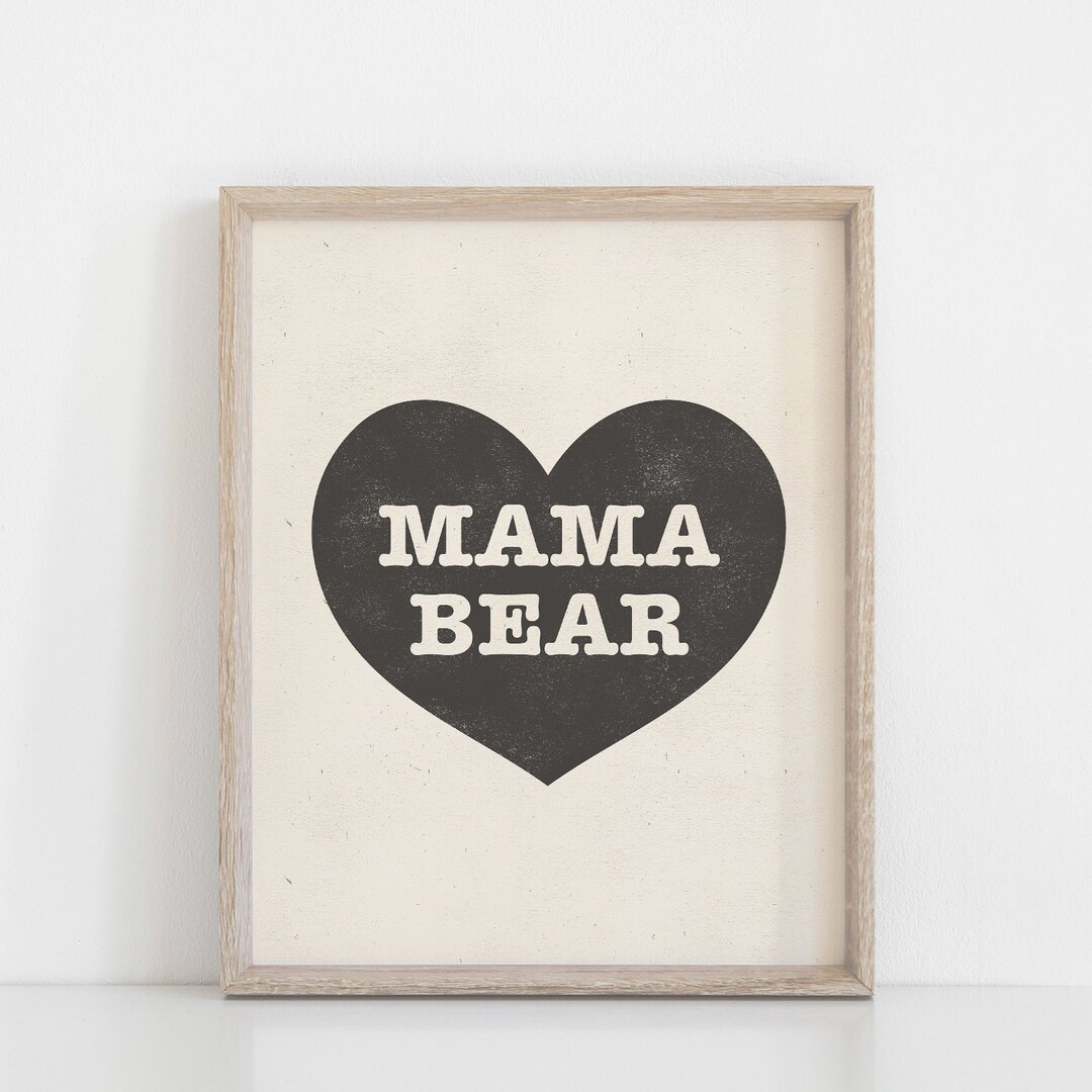 Mama Bear Wall Art Print Black Natural Wall Art Etsy Polska