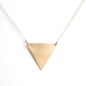 Minimalist Geometric Triangle Necklace Brass Necklace 14k Gold Filled Necklace Sterling Silver Necklace Geometric Necklace image 1