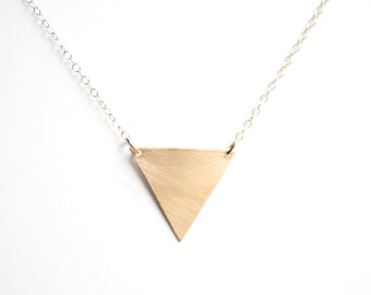 Minimalist Geometric Triangle Necklace | Brass Necklace | 14k Gold Filled Necklace | Sterling Silver Necklace | Geometric Necklace