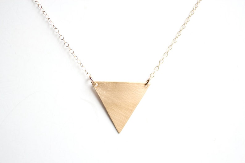 Minimalist Geometric Triangle Necklace Brass Necklace 14k Gold Filled Necklace Sterling Silver Necklace Geometric Necklace image 1