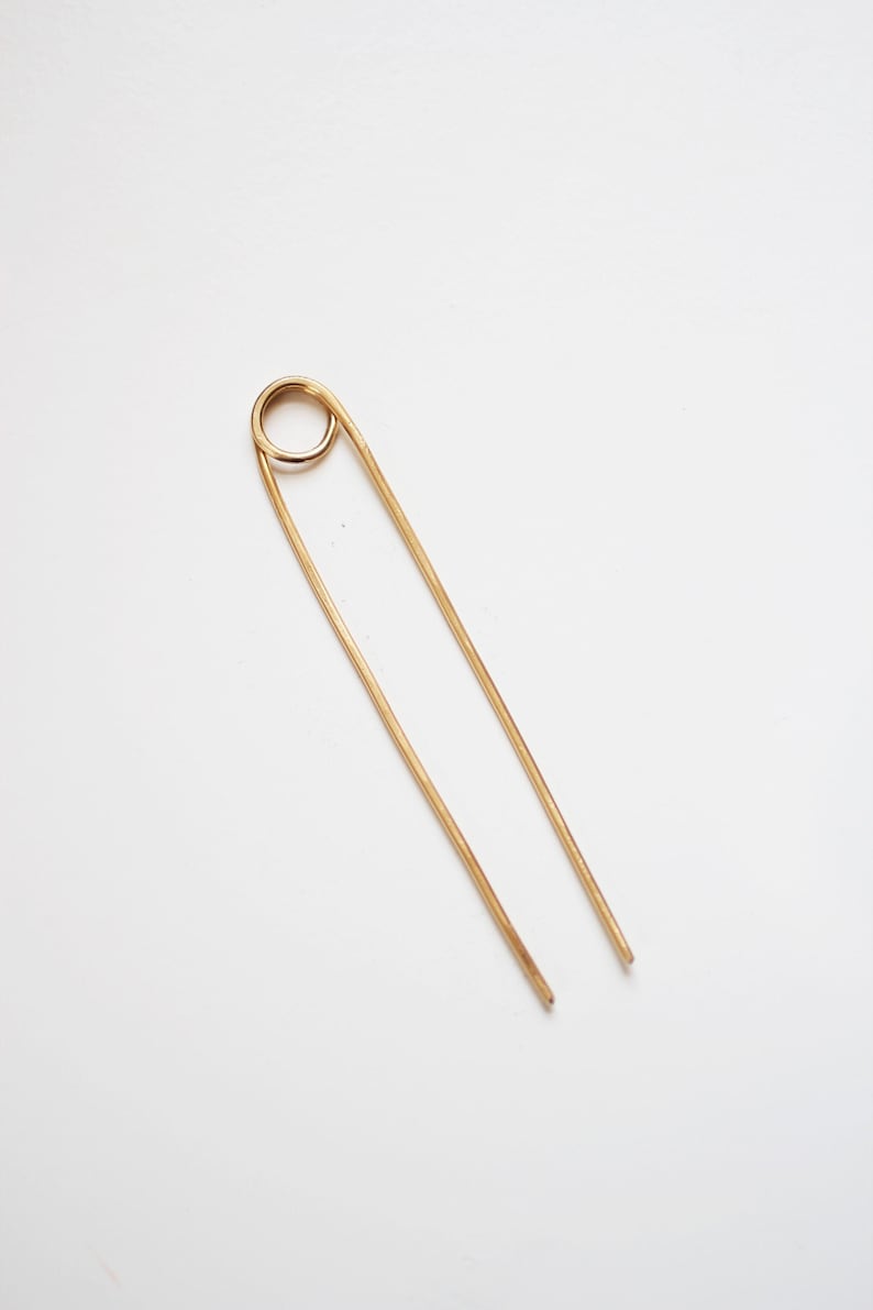 Loop Brass Hair Pin Brass Hair Clip Brass Hair Stick Brass Hair Fork Brass Hair Accessories Minimalist Hair image 1