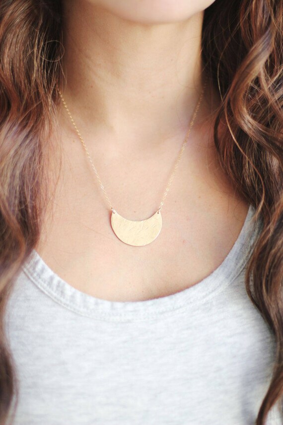 Brass Half Moon and Sterling Silver Necklace Brass Half Moon and Sterling Silver Necklace