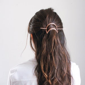 Crescent Moon Hair Pin Brass Hair Clip Copper Hair Slide Hair Barrette Hair Accessories Copper Hair Clip Silver Hair Slide image 2