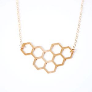 Honeycomb Necklace Brass 14k Gold Filled Sterling Silver Honey Comb Necklace image 3