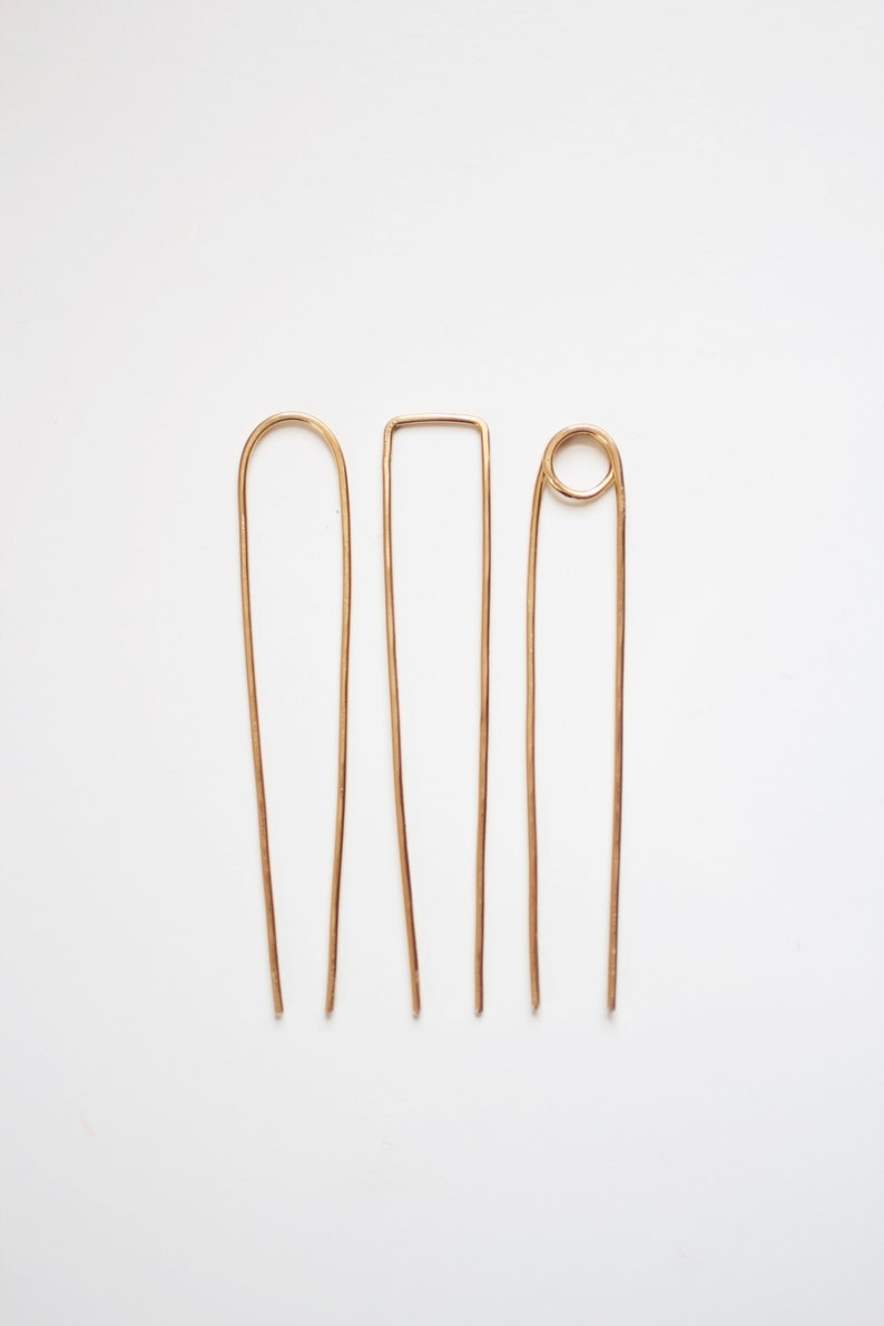 Loop Brass Hair Pin Brass Hair Clip Brass Hair Stick Brass Hair Fork Brass Hair Accessories Minimalist Hair image 3