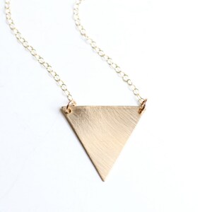 Minimalist Geometric Triangle Necklace Brass Necklace 14k Gold Filled Necklace Sterling Silver Necklace Geometric Necklace image 2