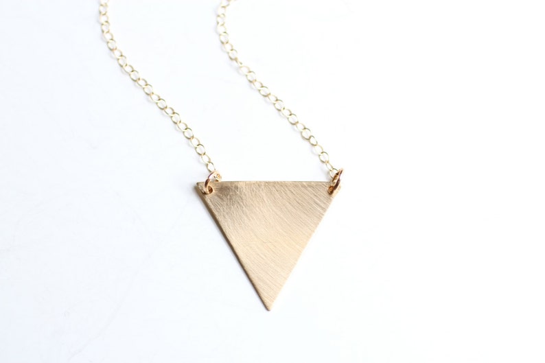 Minimalist Geometric Triangle Necklace Brass Necklace 14k Gold Filled Necklace Sterling Silver Necklace Geometric Necklace image 2