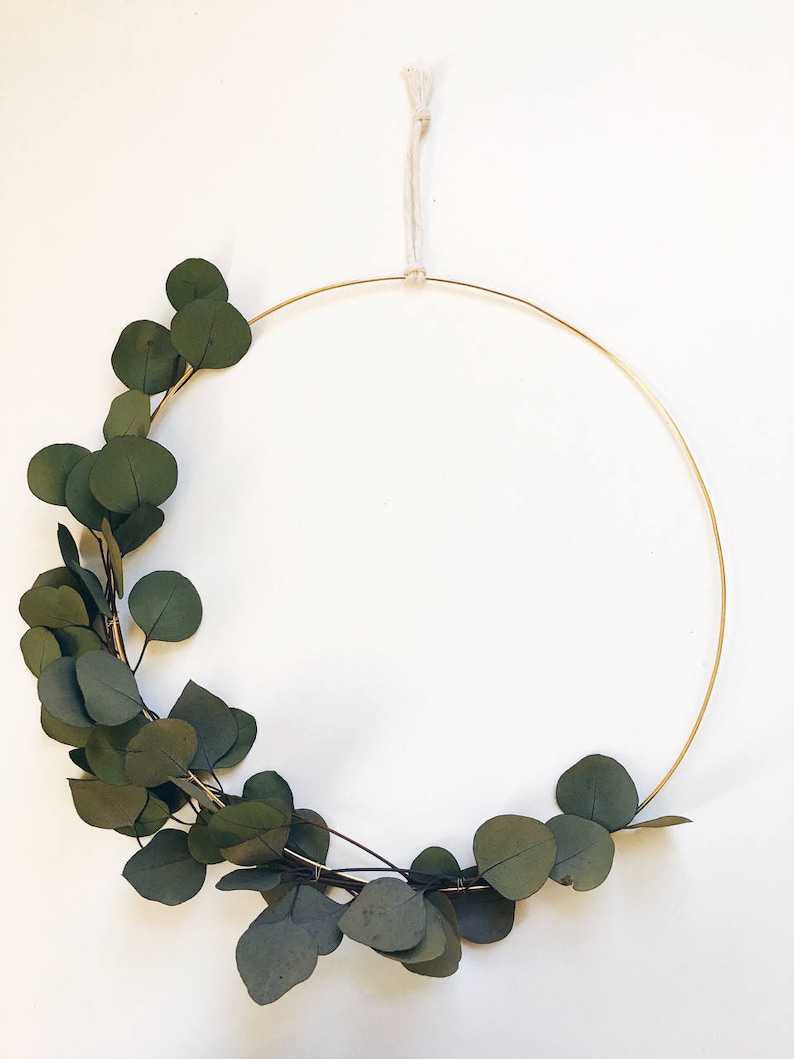 Minimalist Wreath Modern Wreath DIY Fall Wreath Christmas Holiday Wreath Scandinavian Wreath DIY Kit Eucalyptus Wreath
