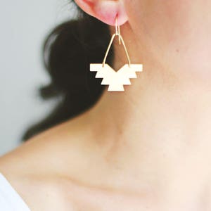 Geometric Phoenix Earrings Brass Earrings 14k Gold Filled Earrings Sterling Silver Earrings Geometric Earrings Southwestern image 2