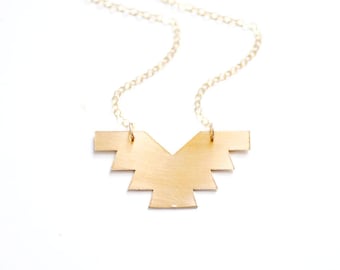 Geometric Phoenix Necklace | Brass Necklace | 14k Gold Filled Necklace | Sterling Silver Necklace | Geometric Necklace