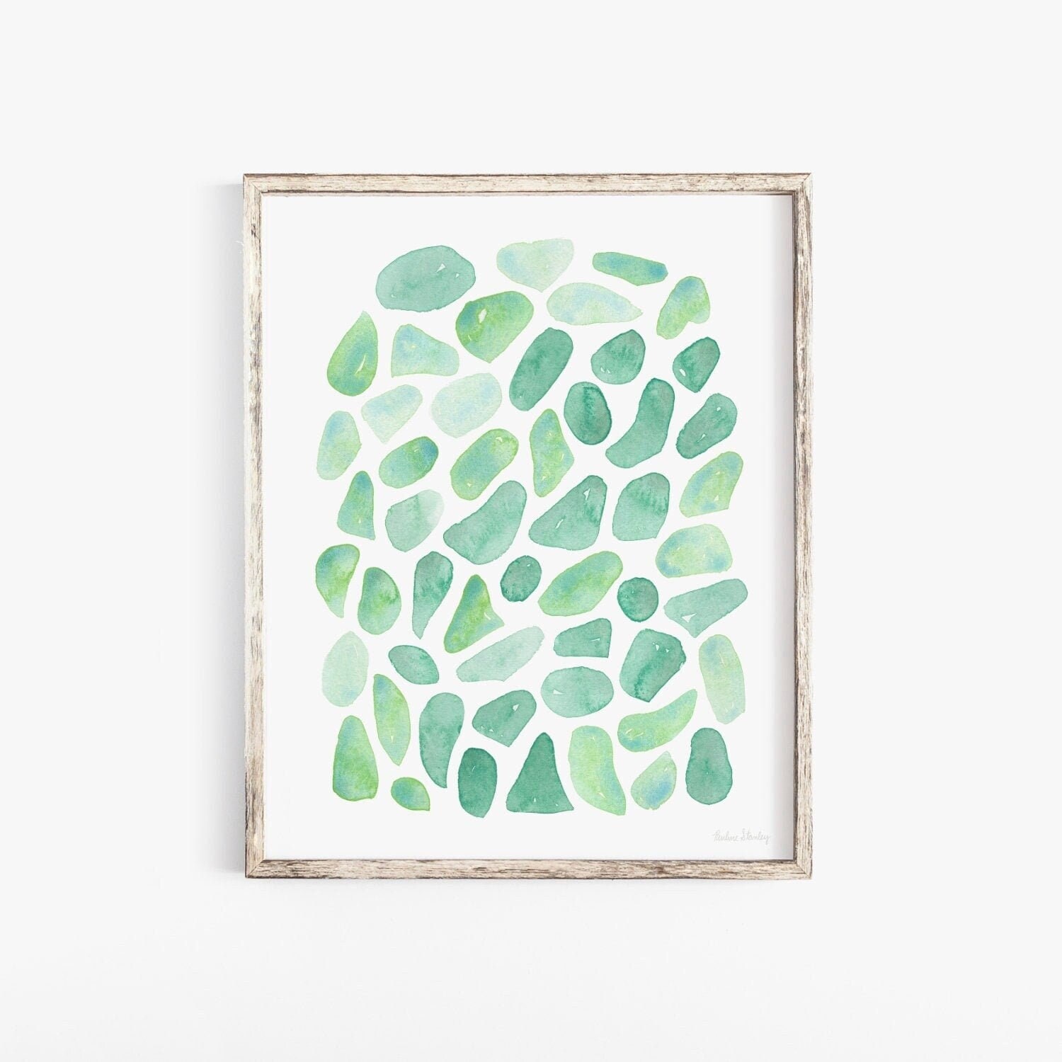 Watercolor Sea Glass Mosaic Wall Art Print