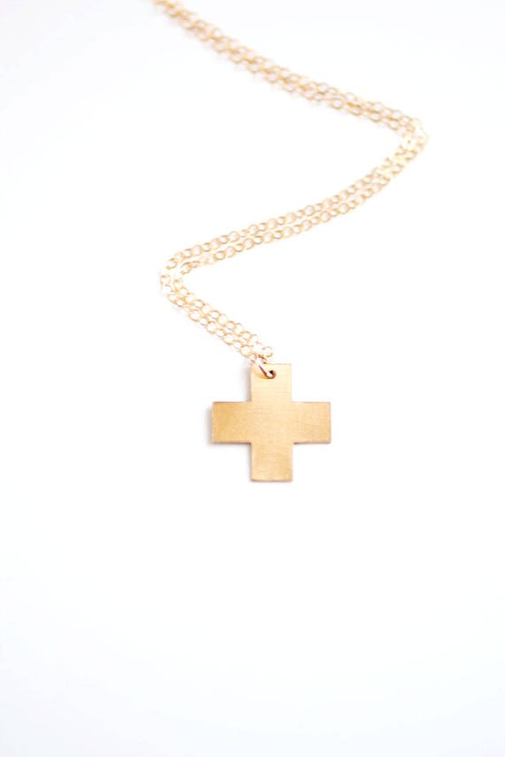 brass cross necklace