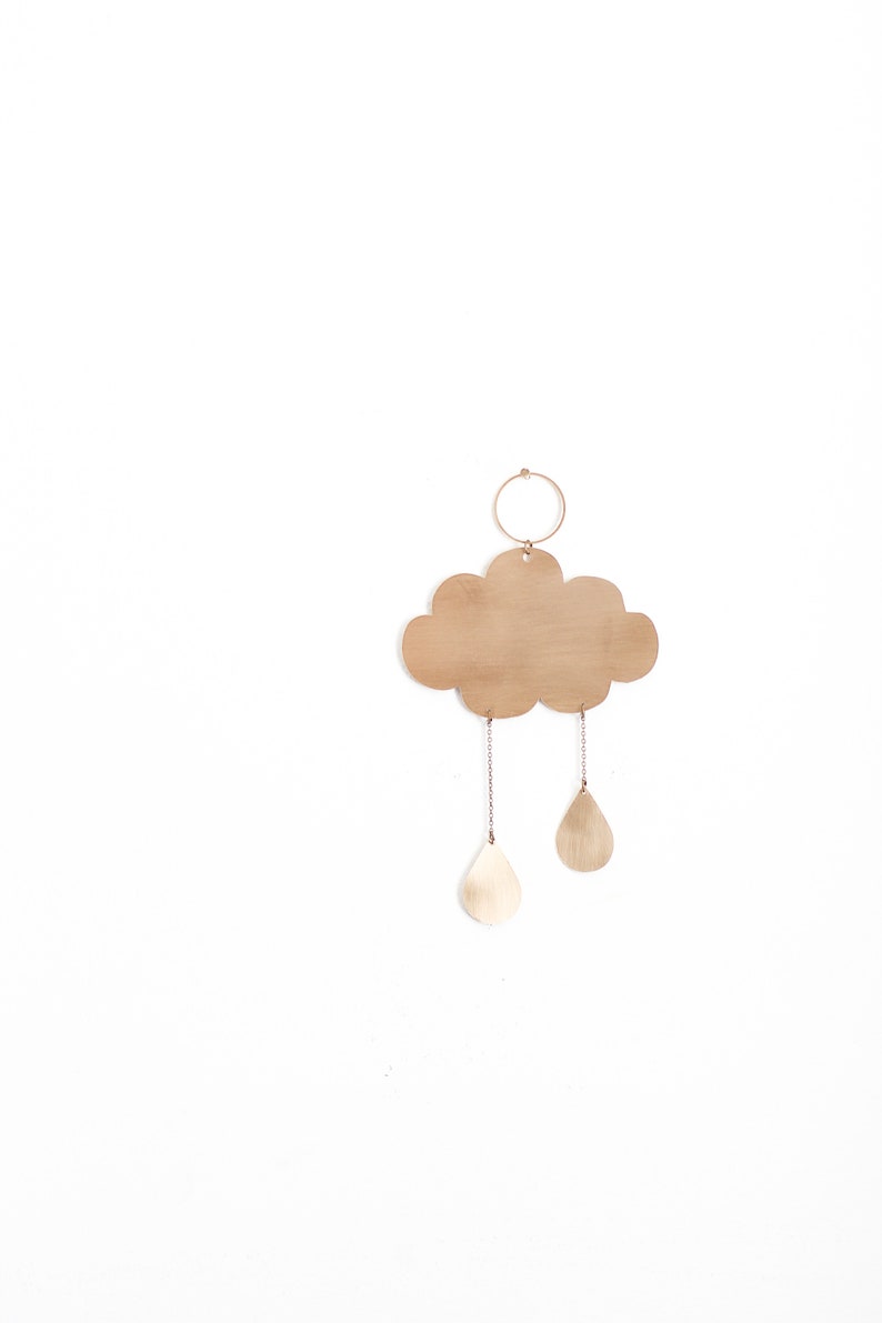 Rain Cloud Mini Wall Hanging Copper Wall Hanging Brass Wall Hanging Wall Decor Home Decor Metal Wall Hanging Nursery Wall Decor image 1