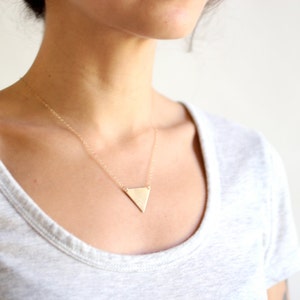 Minimalist Geometric Triangle Necklace Brass Necklace 14k Gold Filled Necklace Sterling Silver Necklace Geometric Necklace image 3