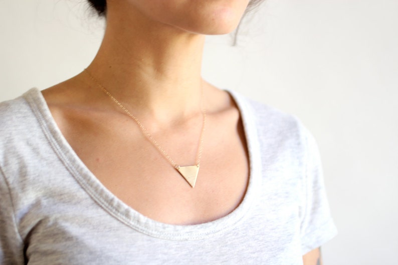 Minimalist Geometric Triangle Necklace Brass Necklace 14k Gold Filled Necklace Sterling Silver Necklace Geometric Necklace image 3