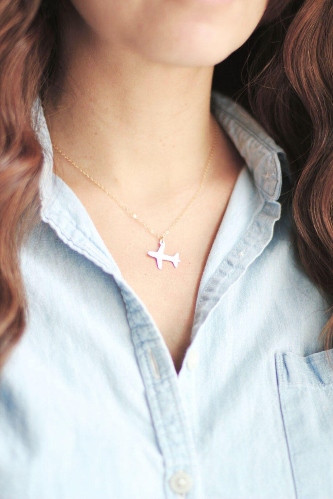 Tiny Airplane Necklace Plane Necklace Travel Necklace Travel Jewelry