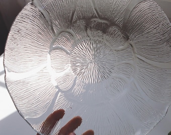 Vintage Glass Flower Plate Dish - Arcoroc France, "Fleur" Pattern