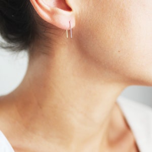 Mini Square Minimalist Wire Earrings Modern Earrings Minimalist Earrings Geometric Jewelry Gold Fill Earrings Sterling Silver image 3
