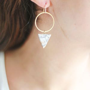 Jasper Triangle Hoop Earrings Gold Jasper Earrings Brass Jasper Silver Jasper Stone Earrings Gold Fill Sterling Drop Earrings image 2