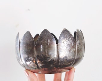 Vintage Silver Plated Lotus Flower Bowl, Water Lilly Bowl - Reed & Barton