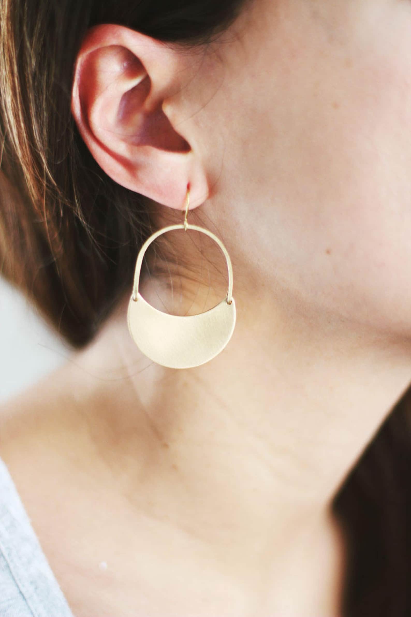 Half Moon Stud Earrings Sterling Silver Moon & Star Drop Earrings