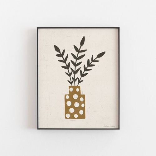 Branches Dotted Terracotta Vase Wall Art Print