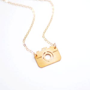 Tiny Camera Necklace Brass Necklace Sterling Silver Necklace 14k Gold Filled Necklace image 2