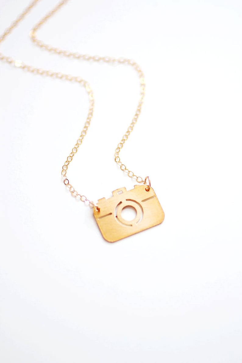 Tiny Camera Necklace Brass Necklace Sterling Silver Necklace 14k Gold Filled Necklace image 2