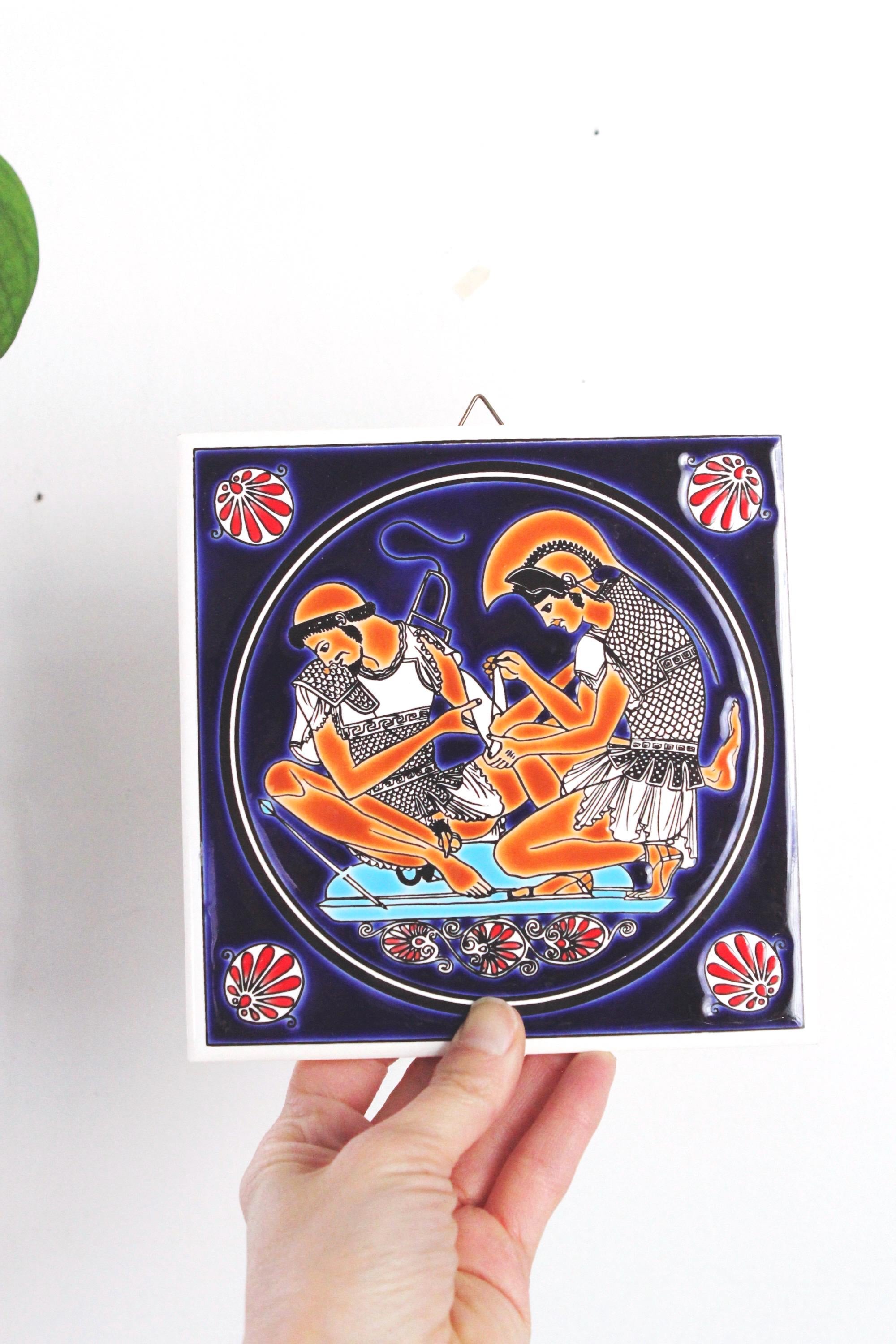 Vintage Niarchos Hellas Greek Mythology Handmade Ceramic Wall Tile