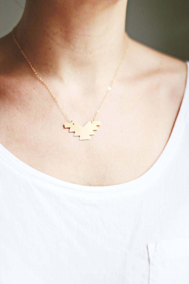 Geometric Phoenix Necklace Brass Necklace 14k Gold Filled Necklace Sterling Silver Necklace Geometric Necklace image 3