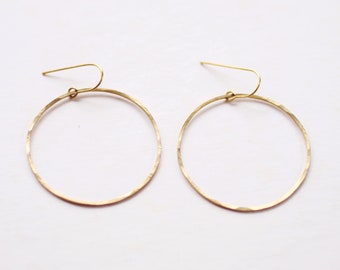 Minimalist Hammered Circle Earrings | Round Earrings | Hoop Earrings | Minimalist Earrings | Modern Jewelry | Brass Earrings