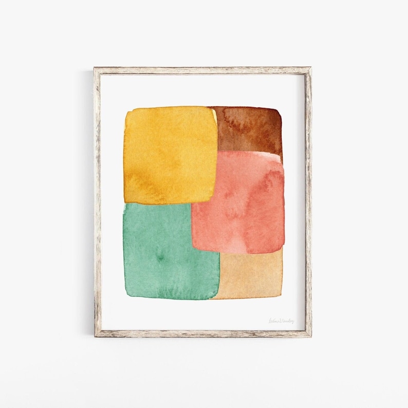 Watercolor Patchwork Abstract 3 Wall Art Print image 1