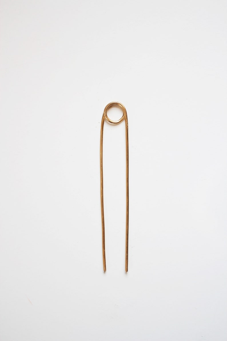 Loop Brass Hair Pin Brass Hair Clip Brass Hair Stick Brass Hair Fork Brass Hair Accessories Minimalist Hair image 2