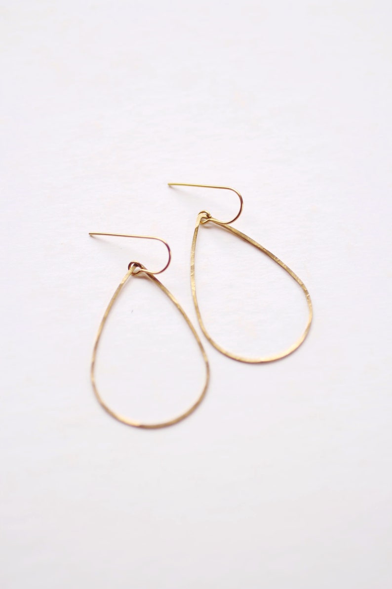Minimalist Hammered Tear Drop Earrings Tear Drop Earrings Dangle Earrings Minimalist Earrings Modern Jewelry Brass Earrings image 2