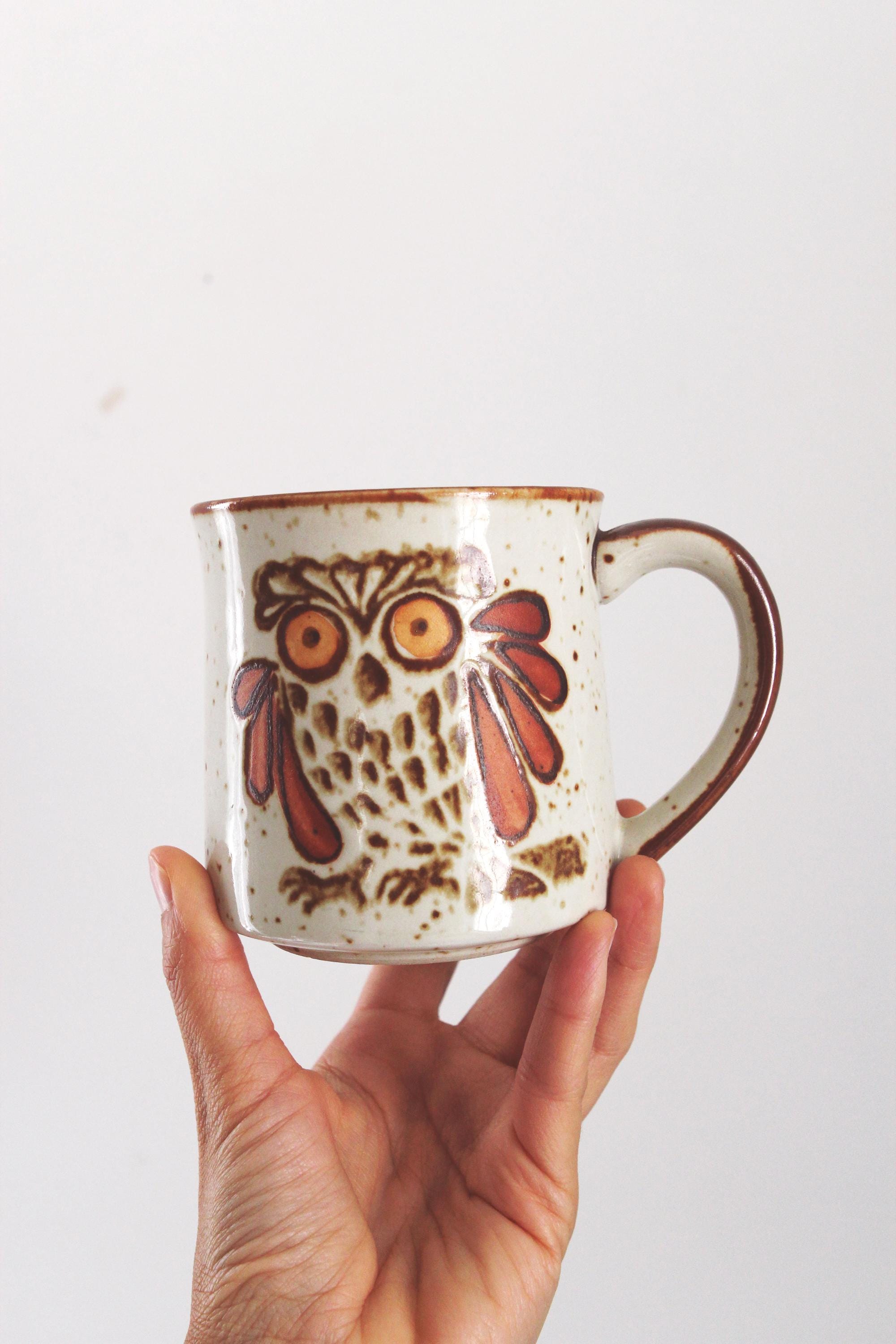 Vintage Coffee Mug - Speckled Owl Stoneware | Vintage Mug | Vintage Owl Mug | Vintage Stoneware | 60