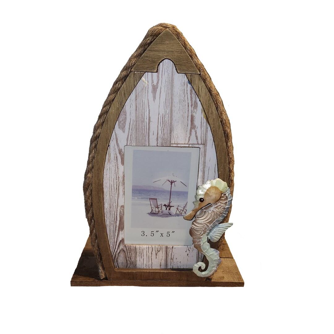 Row Boat Picture Frame With Seahorse Decorative Paper Towel Holder