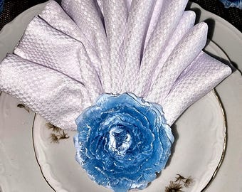 Handmade Blue or Red/Gold Flower Napkin Holders, set of 6