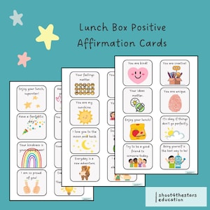 Positieve bevestigingskaarten lunchbox/Terug naar school/Mindfulness/Positief denken/Groeimindset/Residentieel