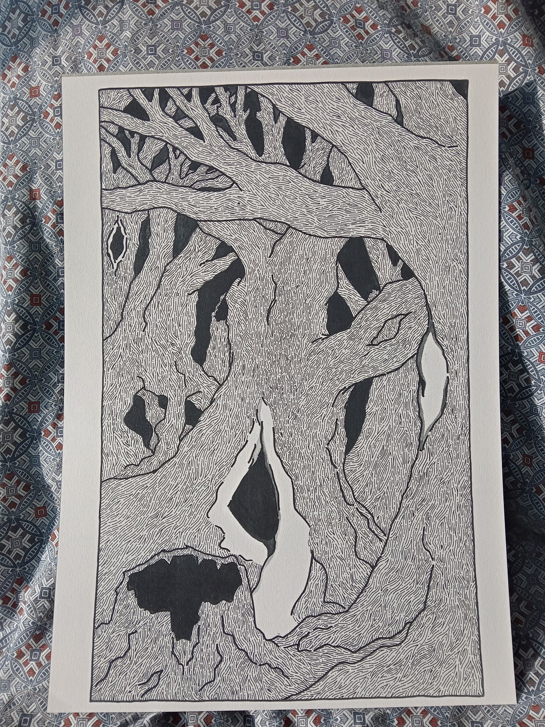 WOODLAND SCENE 1 A3 Digital Print Hand Drawn Black-and-white Forest ...