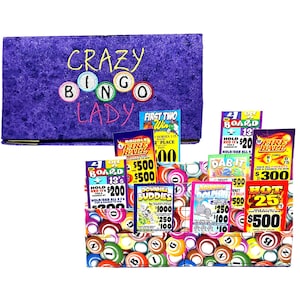 Portacartas de Bingo Crazy Lady con manos libres. Capacidad para 16 fichas. EE. UU.