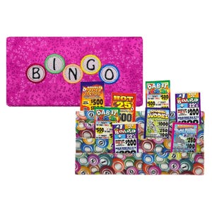 Porta tarjetas de bingo bordado manos libres con capacidad para 16 tarjetas, hecho por mí