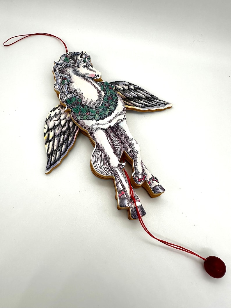 Pegasus Vintage Pull String Ornament Susan Feves 1985 Winged Horse With