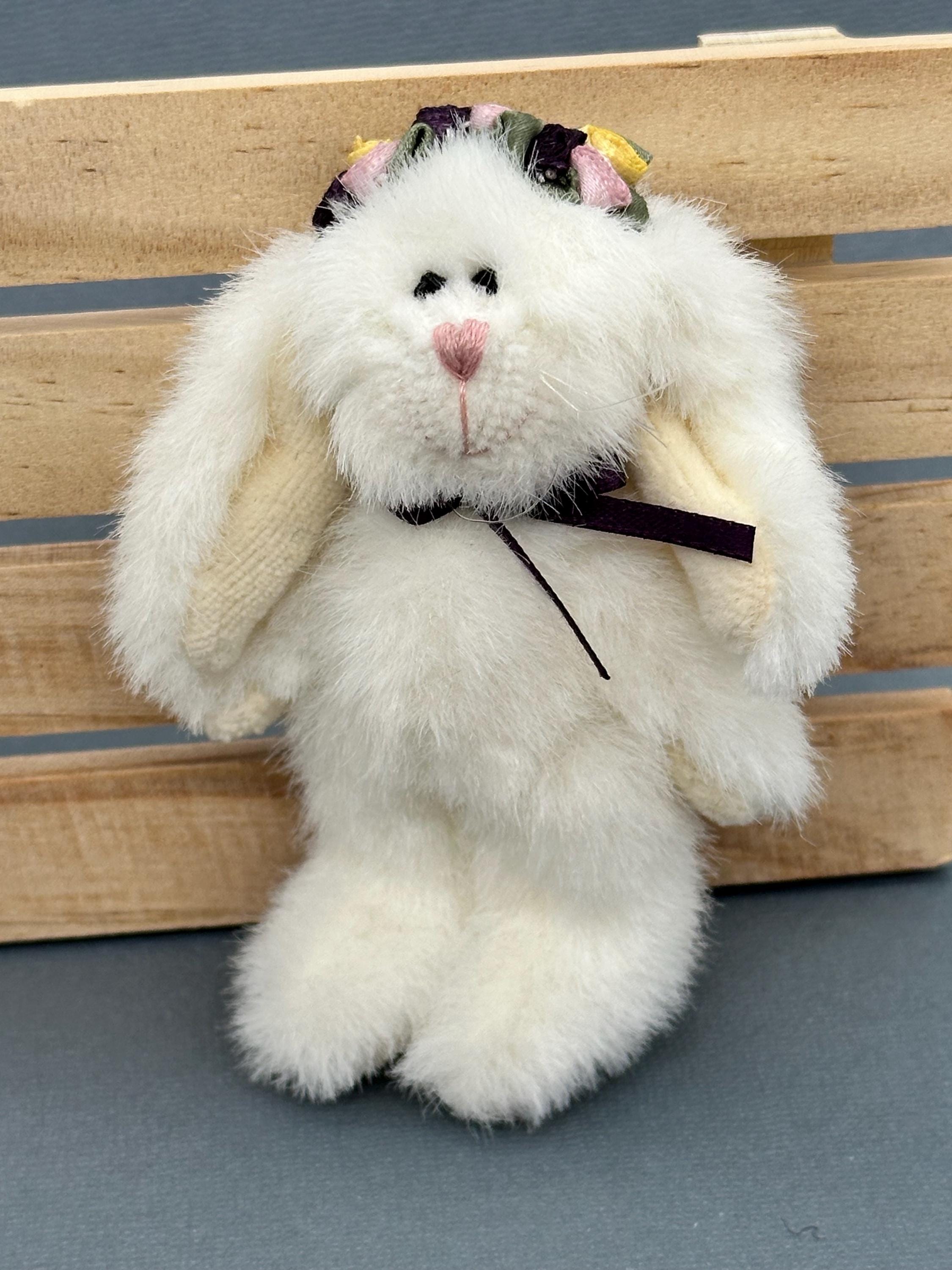 Boyds Bears Mini Plush Rabbit Ornament With Floral Headband - White ...