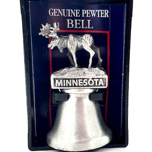 Pewter Bell Minnesota Moose Miniature Bell Souvenir Bell Collectible State Bell Minnesota Collectible