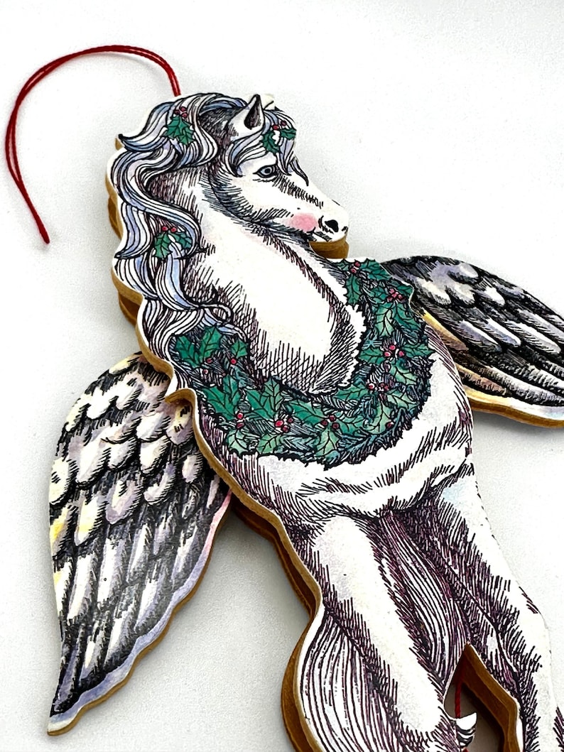Pegasus Vintage Pull String Ornament Susan Feves 1985 Winged Horse With