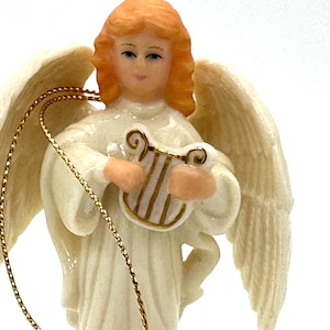 Vintage porcelain Angel with Harp ornament Lenox Christmas Angel Ornament